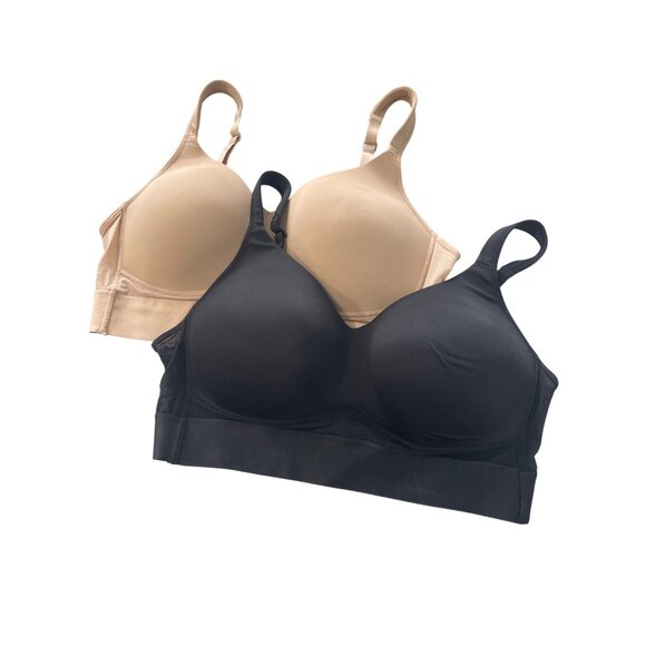 Rhonda Shear 2Pk Molded Cup Bra with Wrap Back Size XL Black Beige Intimate 651. - Picture 2 of 9